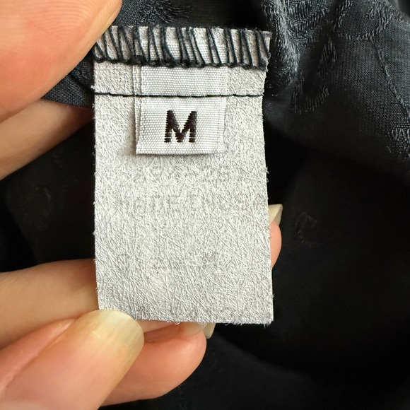 CP‎ Shades Silk Navy Floral Damask Long Sleeve Collared Blouse Top Medium - Picture 9 of 11